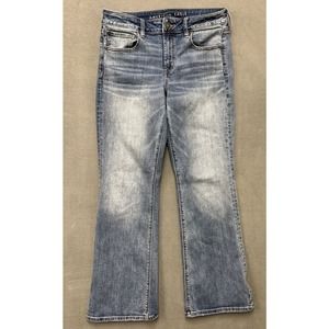 American Eagle Medium Wash Favorite Boyfriend Jeans Womens Sz 12 Flare Leg 34x31